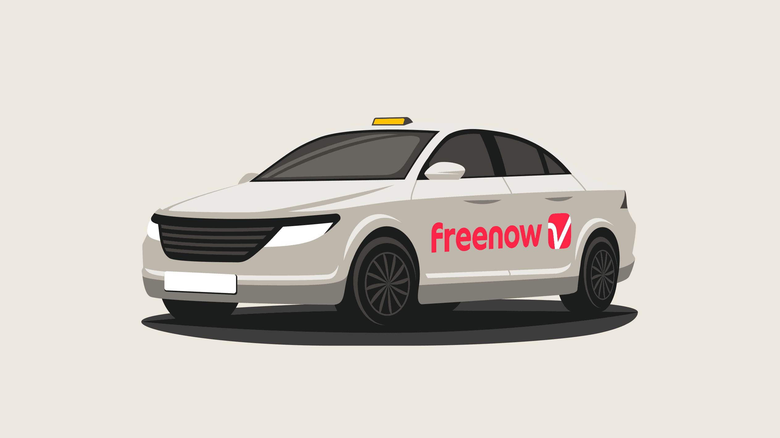 Illustration of taxi with FREENOW advertising
