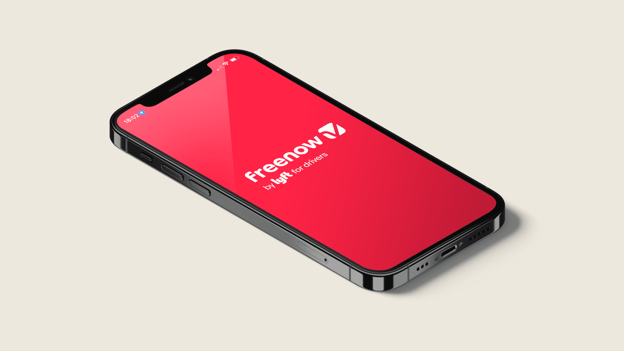 phone with freenow by lyft for drivers start screen